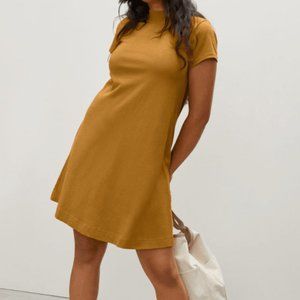 Everlane | The Weekend Swing T-Shirt Dress in Mustard Yellow